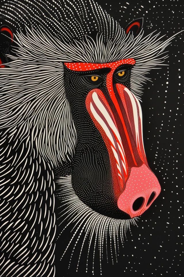 Aesthetic Mandrill Illustration Home Art Print