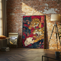 2034 Nostalgic Tigers Illustration Print | Retro Wildlife Wall Poster