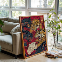 2034 Nostalgic Tigers Illustration Print | Retro Wildlife Wall Poster