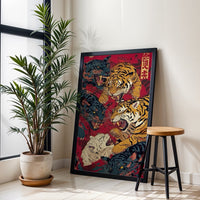 2034 Nostalgic Tigers Illustration Print | Retro Wildlife Wall Poster