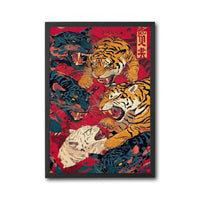 2034 Nostalgic Tigers Illustration Print | Retro Wildlife Wall Poster