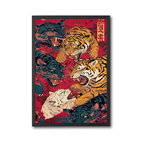 2034 Nostalgic Tigers Illustration Print | Retro Wildlife Wall Poster