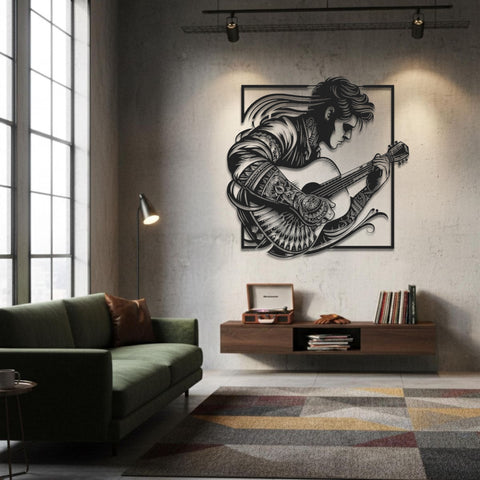 Tattoed Guitarist Metal Wall Art