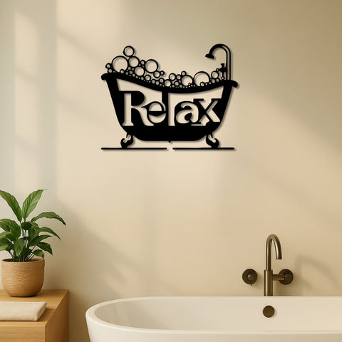 Relax Bathroom Metal Wall Decor