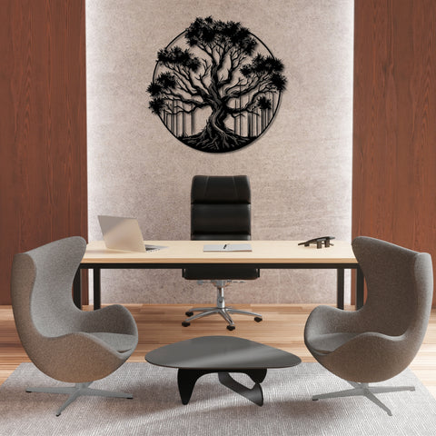 Stunning Circular Tree Metal Wall Art
