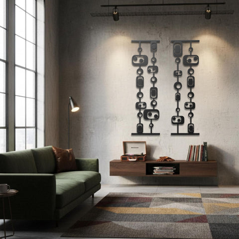 Black and White Mid Century Modern Metal Wall Art