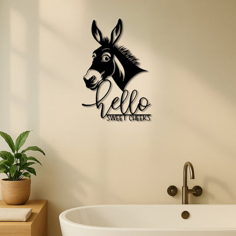Hello Sweet Cheeks Bathroom Metal Wall Art