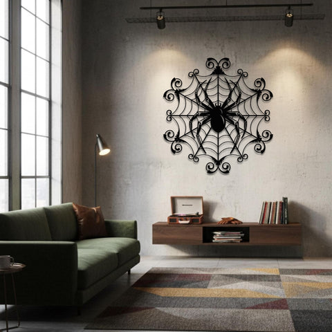 Spider Web Gothic Metal Wall Art