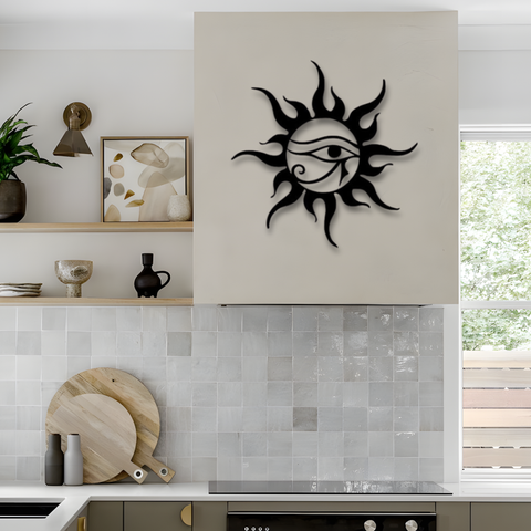 Horus Eye and Sun Metal Wall Art