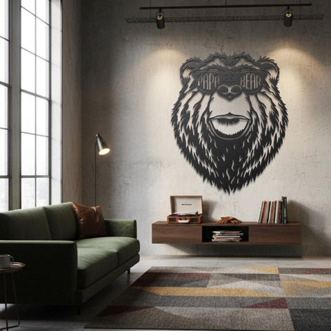 Black Bear Metal Wall Art Decor