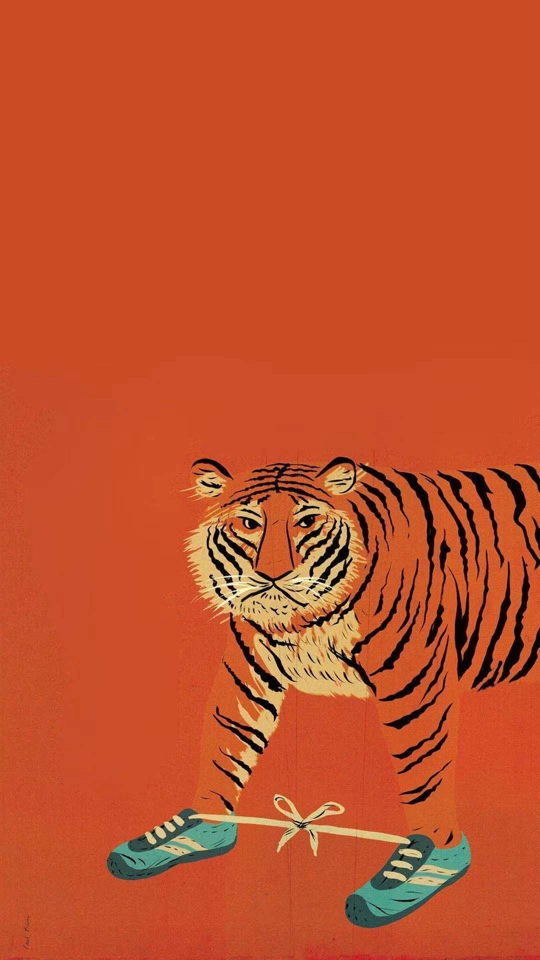 Tiger with Sneakers Pop Art Wall Poster – Funny Tiger Decor & Sneakerhead Home Art
