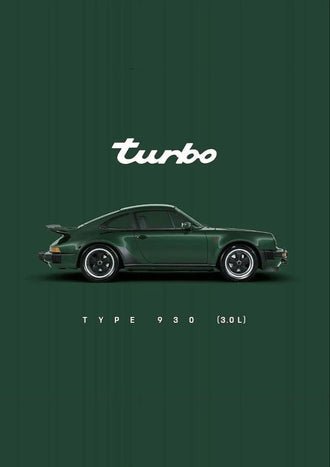 Turbo Type 930 (3.0L) Porsche 930 Turbo Wall Print – Minimal Traditional Porsche Poster