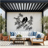 Lovebirds on a Leafy Branch metal wall art – image 3