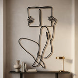 Woman Reading Line Art metal wall art – image 3