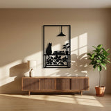 Cat with Record Player and Plants metal wall art – image 3