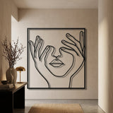 Face with Hands Line Art metal wall art – image 3