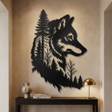 Wolf Head with Pine Forest metal wall art – image 3
