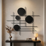 Circles on Grid Lines metal wall art – image 3