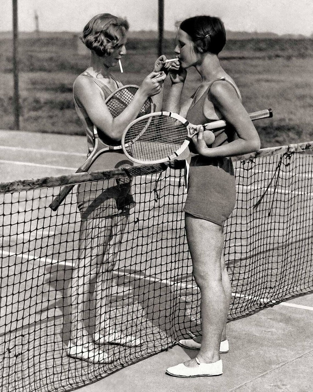 Retro Tennis Players Smoking Print, Retro Sports Wall Print
