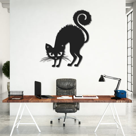 Black Cat Metal Wall Art