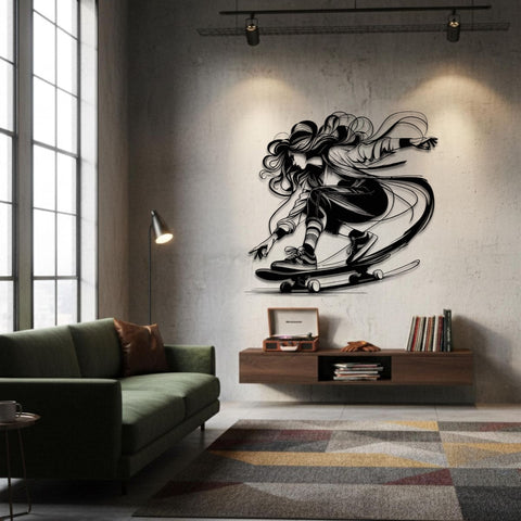 Skater Girl Metal Wall Art