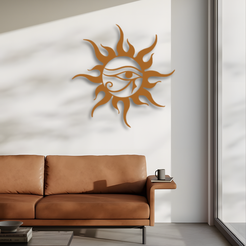 Horus Eye and Sun Metal Wall Art