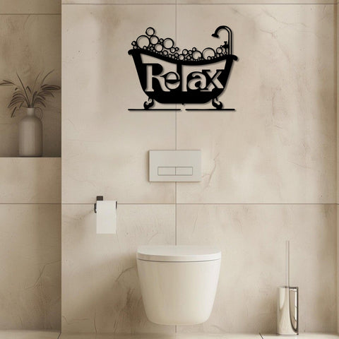 Relax Bathroom Metal Wall Decor