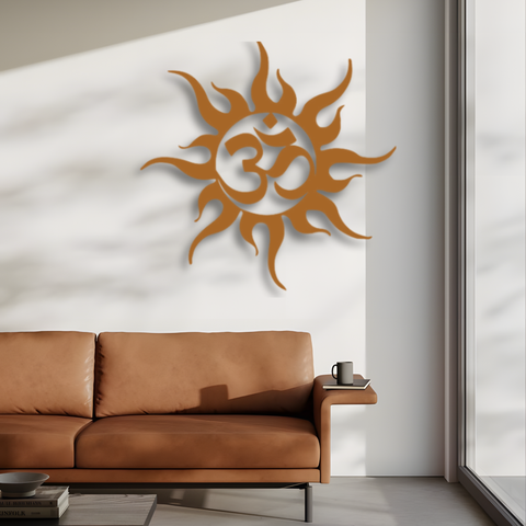 Om and Sun Metal Wall Art