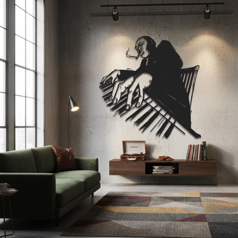 Cool Jazz Pianist Metal Wall Art