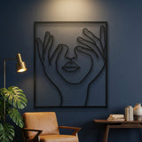 Face with Hands Line Art metal wall art – image 4