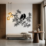 Lovebirds on a Leafy Branch metal wall art – image 4