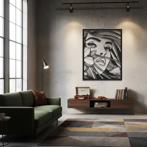 Beautiful Woman Face Metal Wall Art Decor