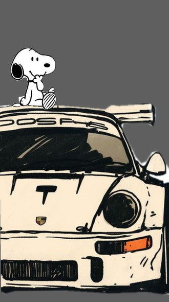 DOSPE Pop Art Print – Cartoon Dog on Porsche Sports Car Home Wall Poster