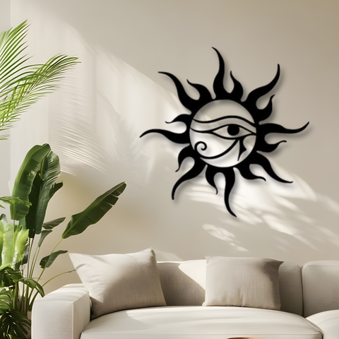Horus Eye and Sun Metal Wall Art