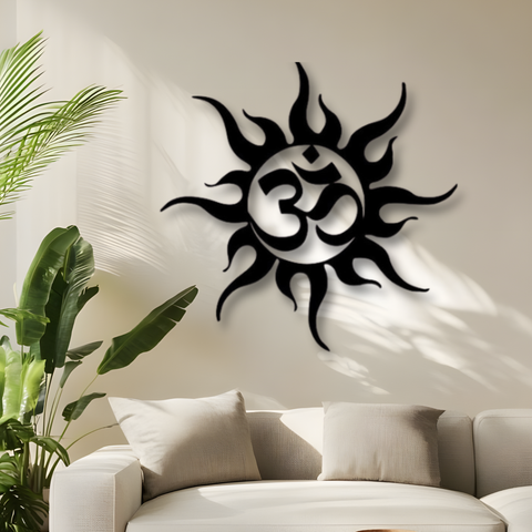 Om and Sun Metal Wall Art