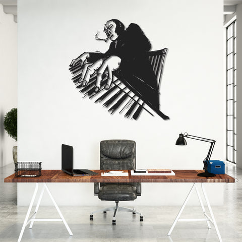 Cool Jazz Pianist Metal Wall Art