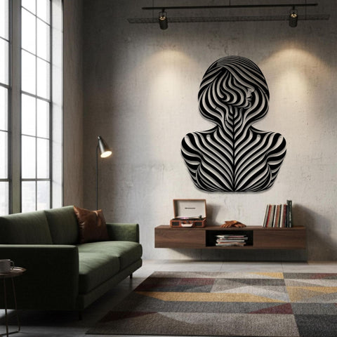 Woman Body Illusion Metal Wall Art