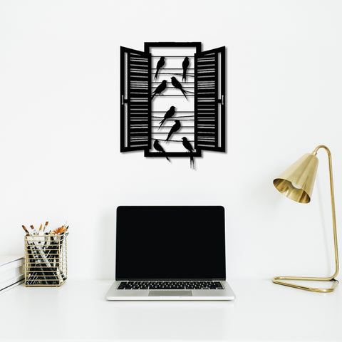 Birds in the Window Metal Wall Art