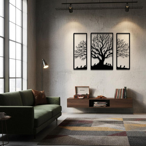 Triptych Tree of Life Metal Wall Art