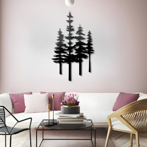 A Family of Pine Trees Metal Wall Art