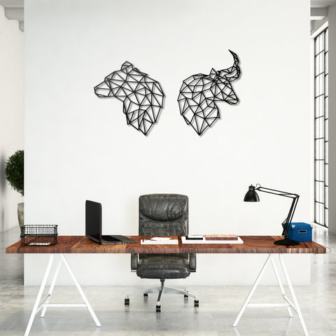 Stock Market Bull and Bear Metal Wall Art