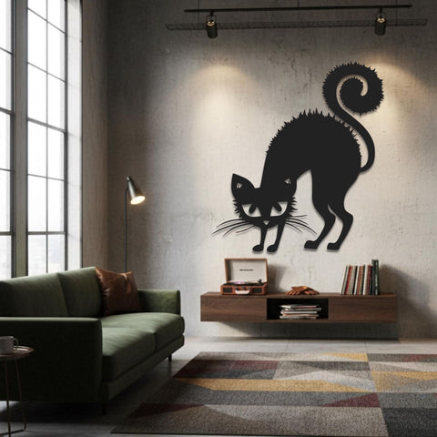 Black Cat Metal Wall Art