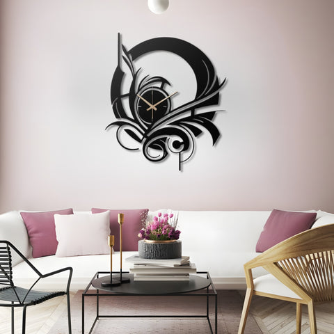 Abstract Black Metal Wall Clock