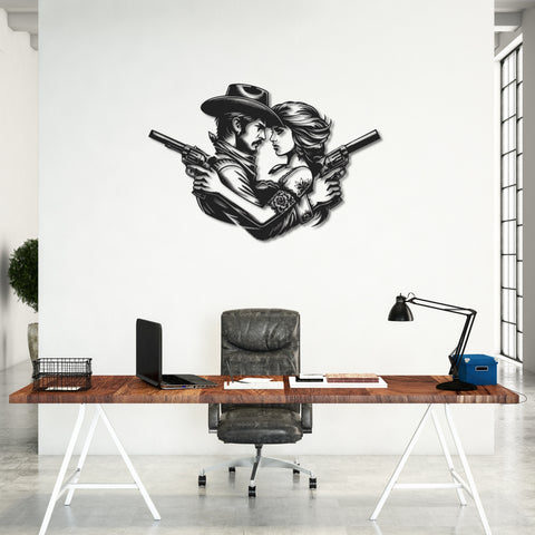 Cowboy & Cowgirl Romance Metal Wall Art