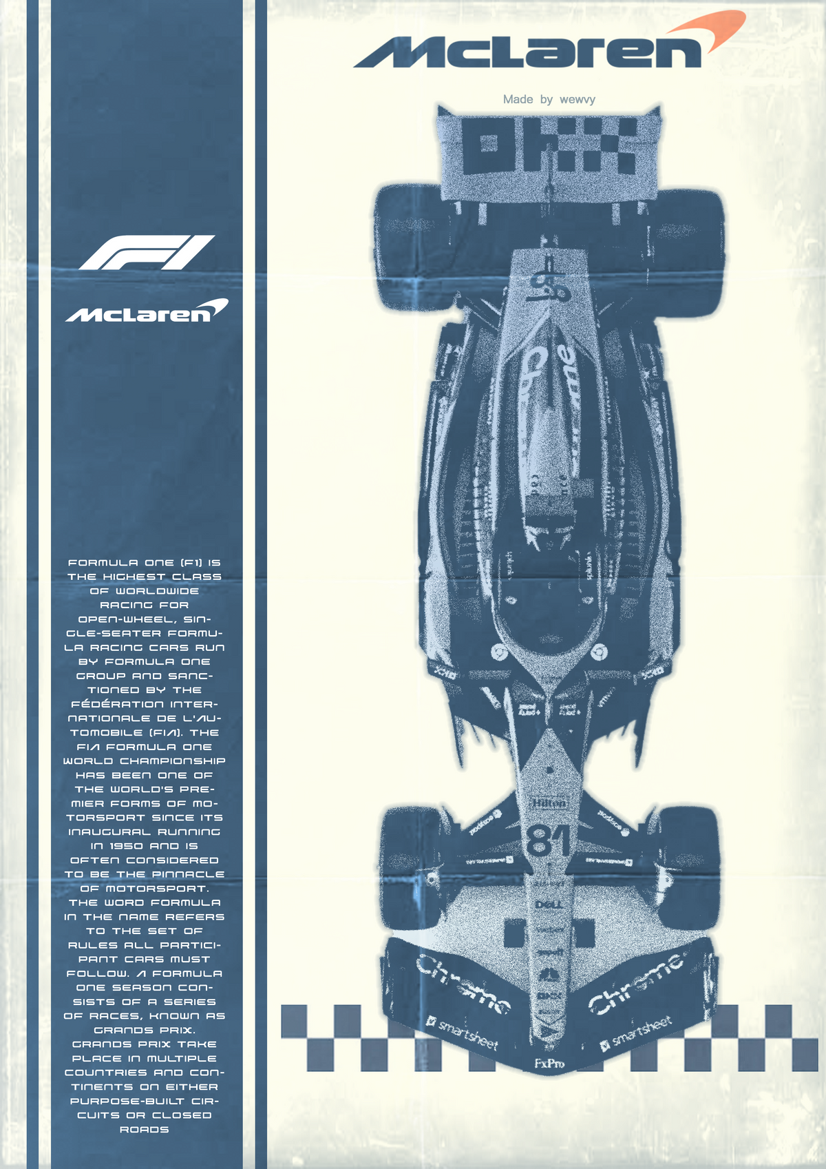 McLaren Retro Formula 1 Car Décor Poster | Retro Racing Wall Print