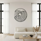 Mountain Sun and Waves Circle metal wall art – image 5