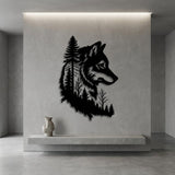 Wolf Head with Pine Forest metal wall art – image 5