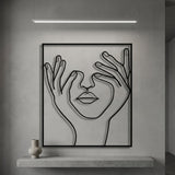 Face with Hands Line Art metal wall art – image 5