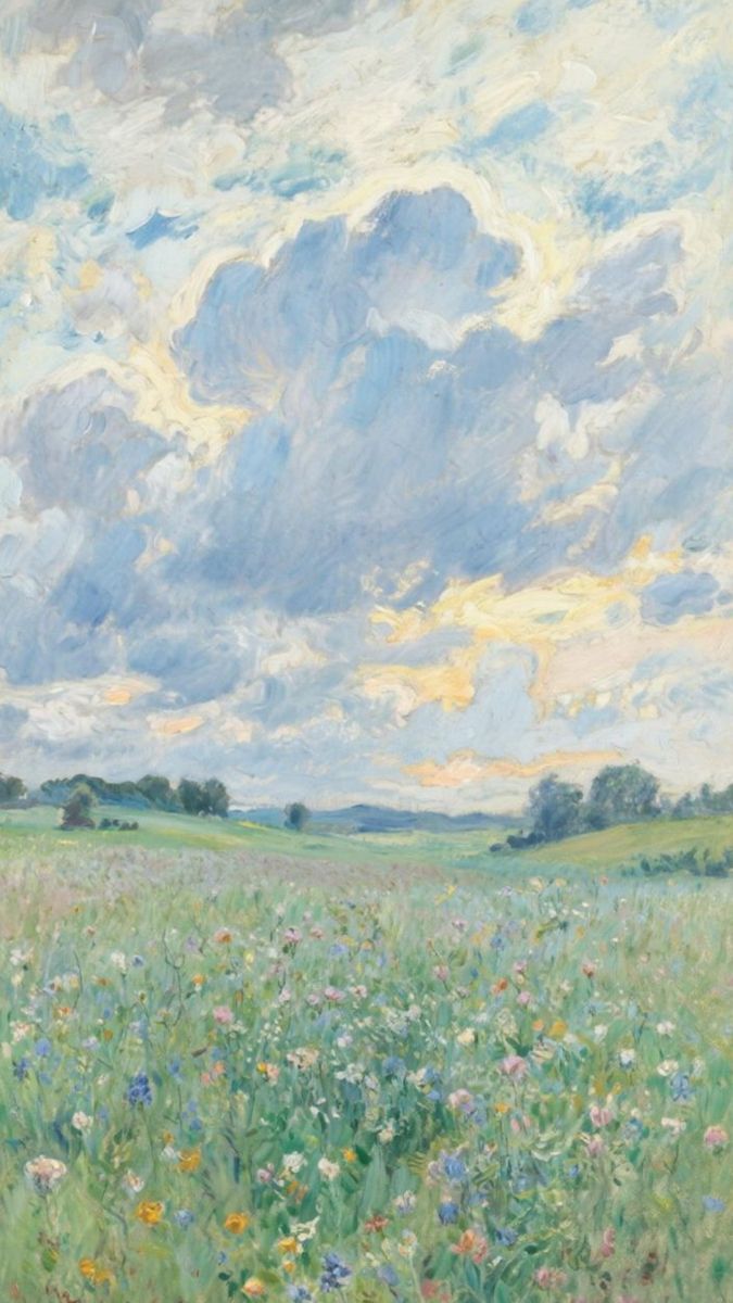 Wildflower Meadow Landscape Impressionist Wall Print Wall Poster