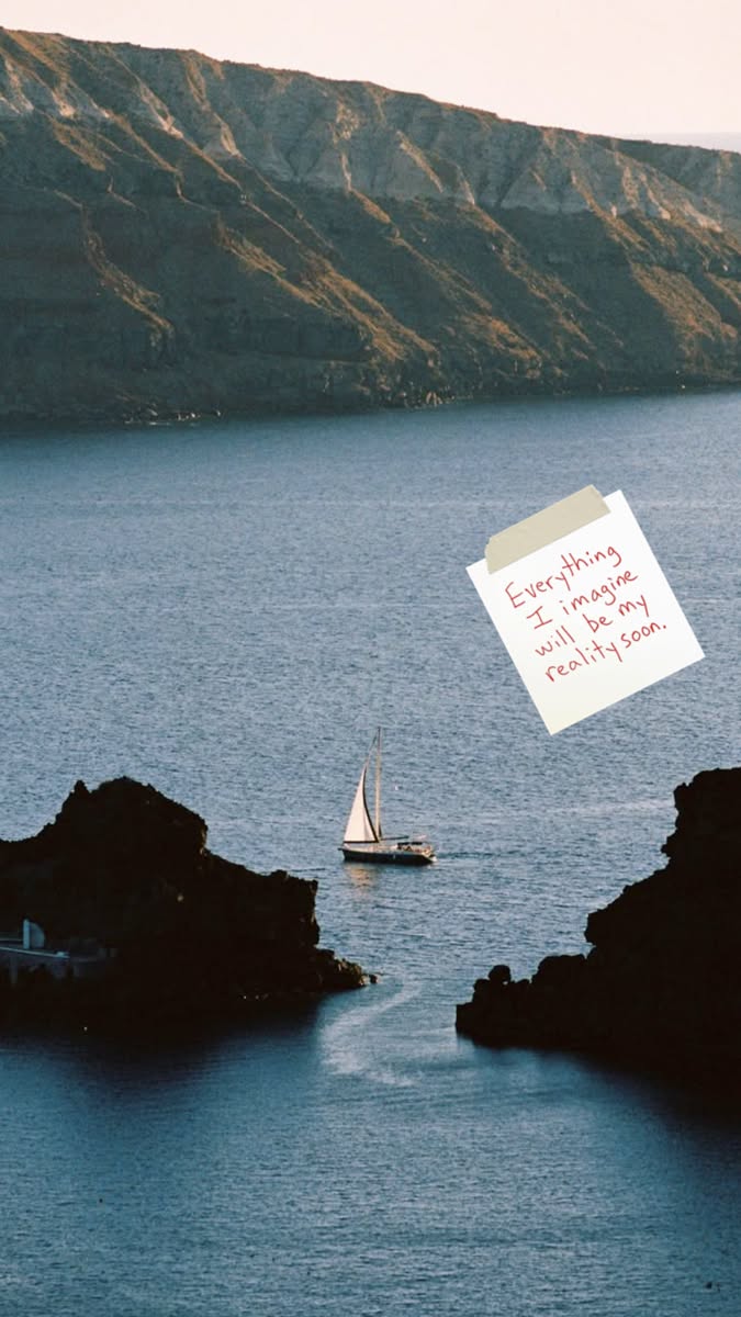 Everything I Imagine Will Be My Reality Soon Sailboat Sea Aesthetic Wall Poster